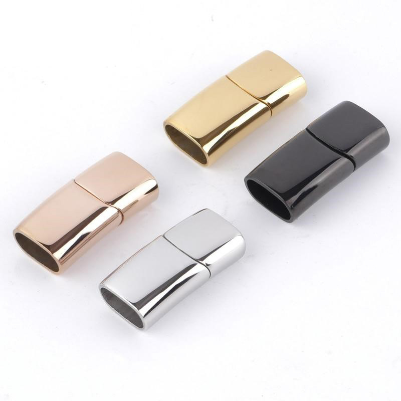 Cord End Caps Jewelry findings Accessory Gold Plated Stainless Steel Squart end Flat Bracelet Clasp For Leather Bracelet Making