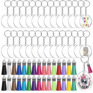 DIY Clear Acrylic pencil Keychain Blanks Hexagon Rectangle Heart Round Circle Acrylic Blanks with Keychain Colorful Tasse