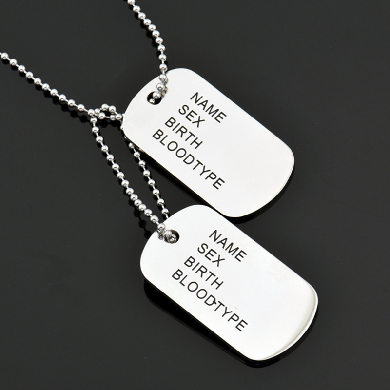 Customized stainless steel dog tag necklace pendant stainless steel rose gold tag shield dog tag