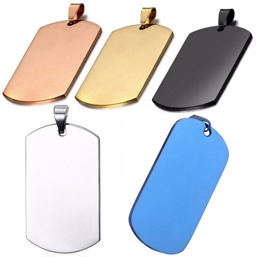 Customized stainless steel dog tag necklace pendant stainless steel rose gold tag shield dog tag