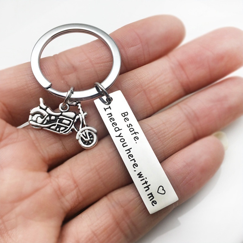 Custom logo Stainless Steel figurine Keyring Drive Safe Keychain Couples name Engraved keychain initial keychain charms