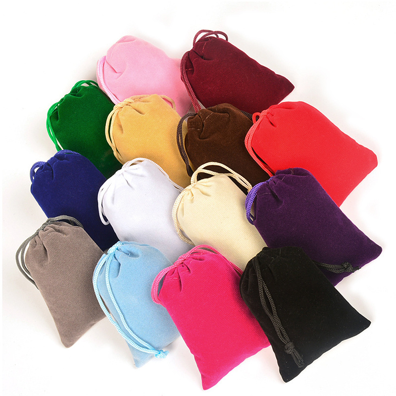 Wholesale Customized Logo Colorful Velvet Drawstring Gift Bags Jewelry Velvet Pouch for Jewelry Packing