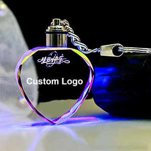 Custom Different Shape 3D custom keychain Laser Engraving keyring Keychain LED Light Glass Photo Crystal LED Acrylic Keychain