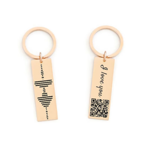 Gift for Him Father's Day Gift Soundwave Keychain with QR Code Soundwave Art QR Code mini voice recorder keychain