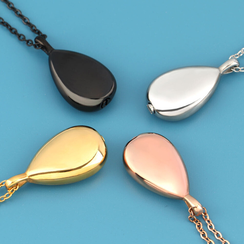 New Style Water Drop Shape Custom Pet Memorial Gift Name Pendant Necklace CREMATION URN TEARDROP Necklace