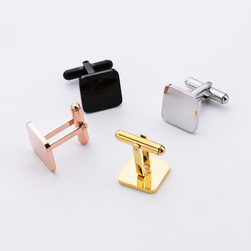 Custom Gold Round Square Stainless steel Personalised Engraved Cufflinks Wedding Role Cufflinks Best Mens suit blank Cufflinks