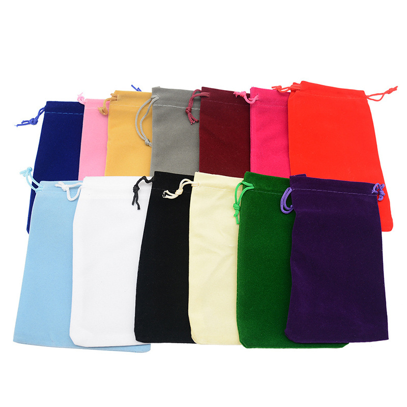 Wholesale Customized Logo Colorful Velvet Drawstring Gift Bags Jewelry Velvet Pouch for Jewelry Packing