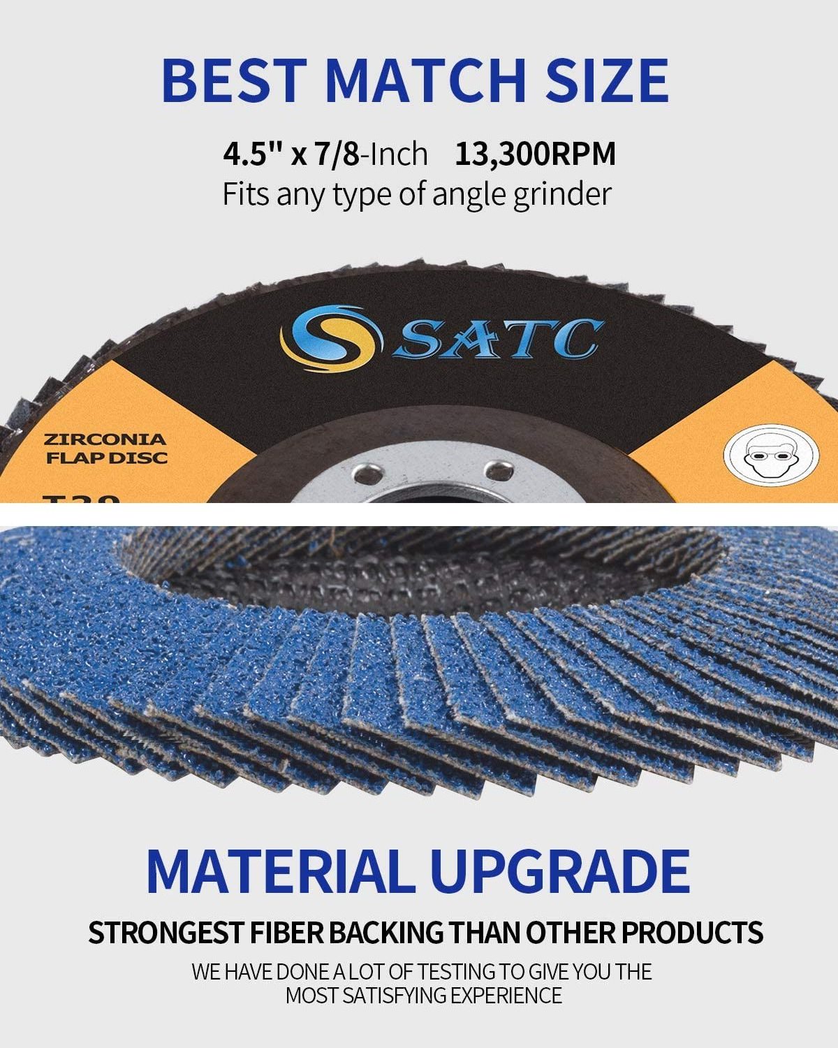 SATC Flapper Wheel T29 Grinding Wheel 40 Grit Flap Discsfor Die Angle Grinder Attachments T29,abrasive Disc SA28001 5 Pack 4.5