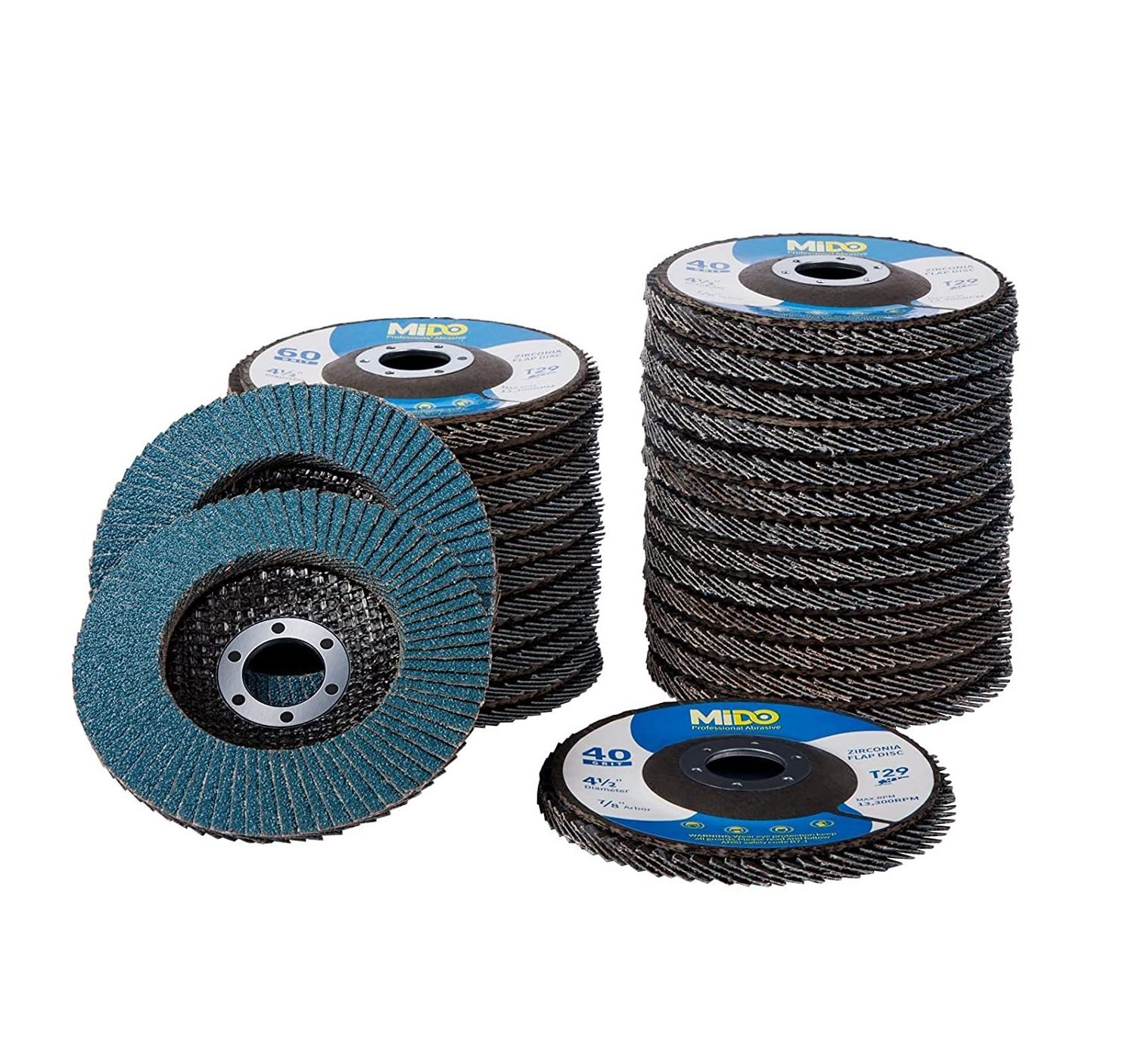 Flap Disc 25 Pack Angle Grinder Sanding Disc 40/60/80/120 Grit Grinding Wheel 4.5