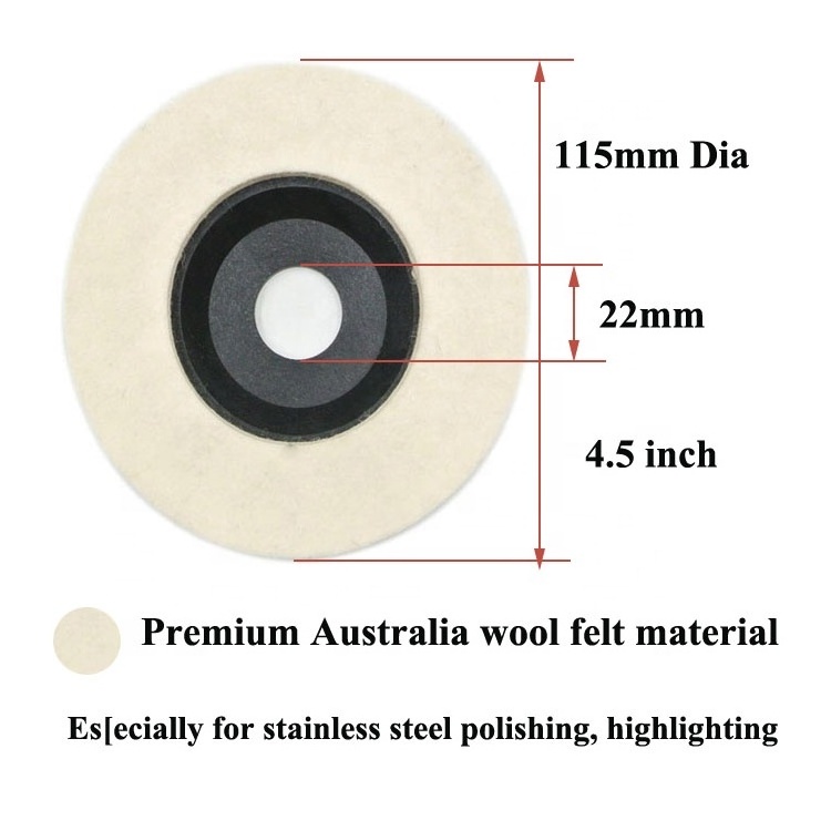 SATC 4.5 Inch Polisher Round Shape Flap Disc 100% Wool Felt Abrasive Polishing Wheel Discs