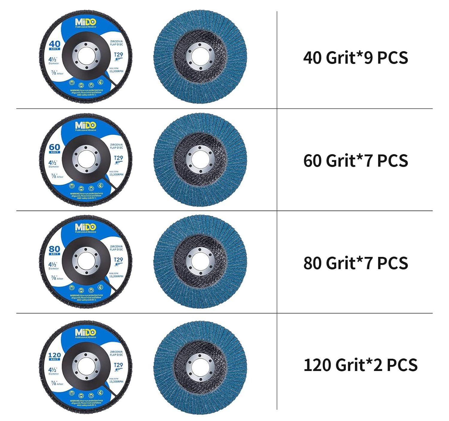 Flap Disc 25 Pack Angle Grinder Sanding Disc 40/60/80/120 Grit Grinding Wheel 4.5