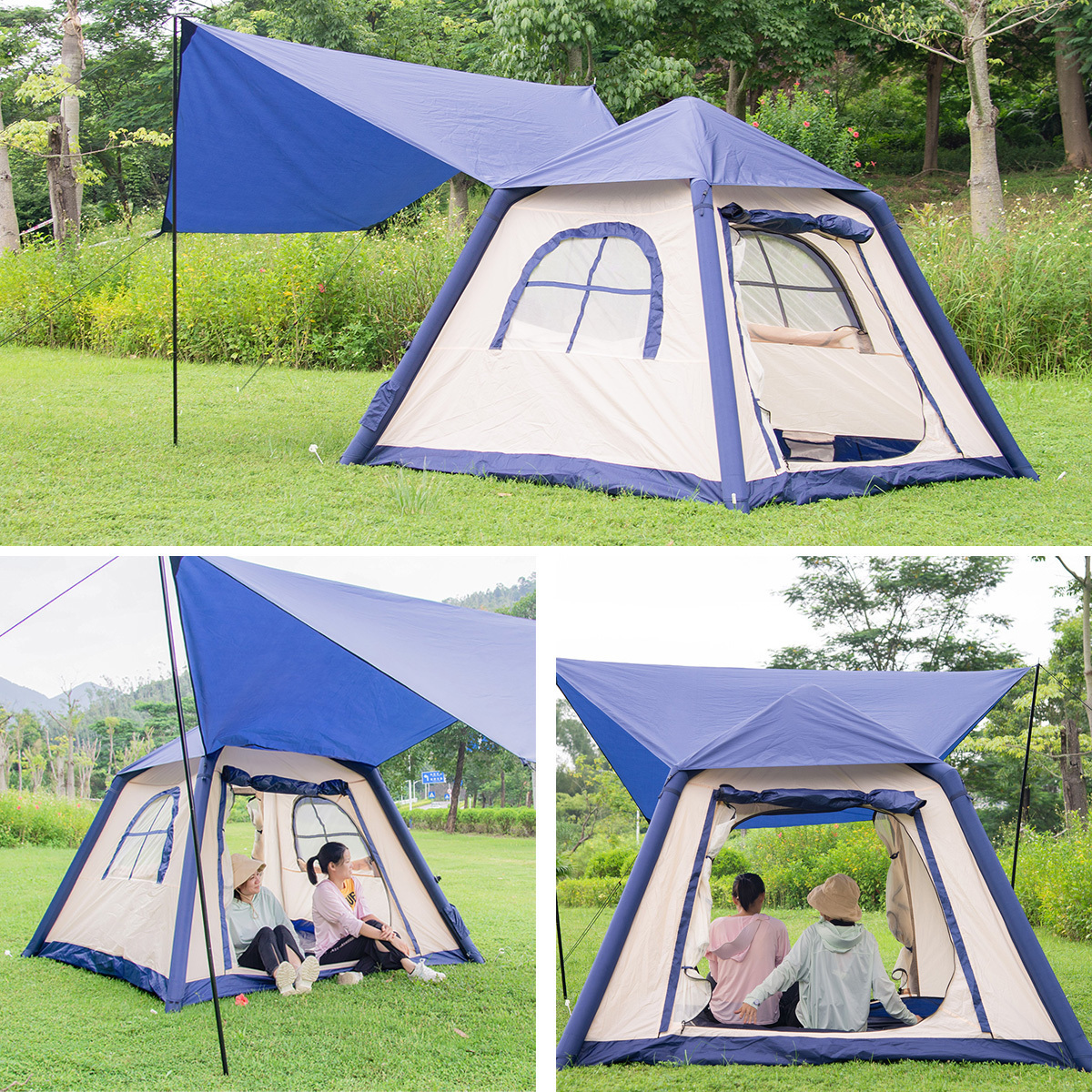 tente outdoor blow up pump Automatic Inflatable Double Canopy Quick Opening air tent camping with hiking tent for beach