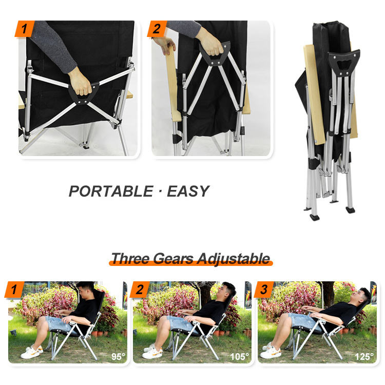 Furniture Backrest Adjustable Folding Aluminium Beach Chair For Camping Fishing