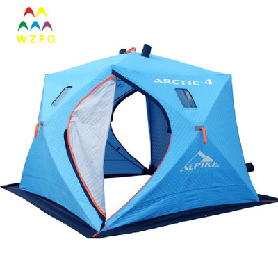 sandwich insulated ice fishing tent 4 person bivvy camping cube tent, instant setup kube tent for winter