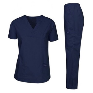 Navy Blue Nursing Scrub Nurse Uniform Wholesale Price Nursing Uniform OEM Service Quality Fabric Hospital Uniforms