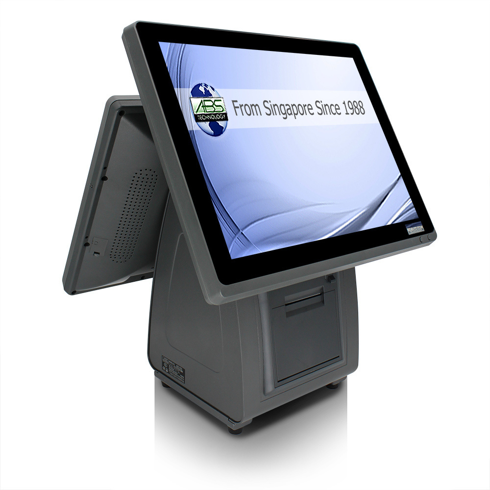 Very popular cheap Dual screen desktop cash register pos system retail cash register for restaurant  with metal  boody