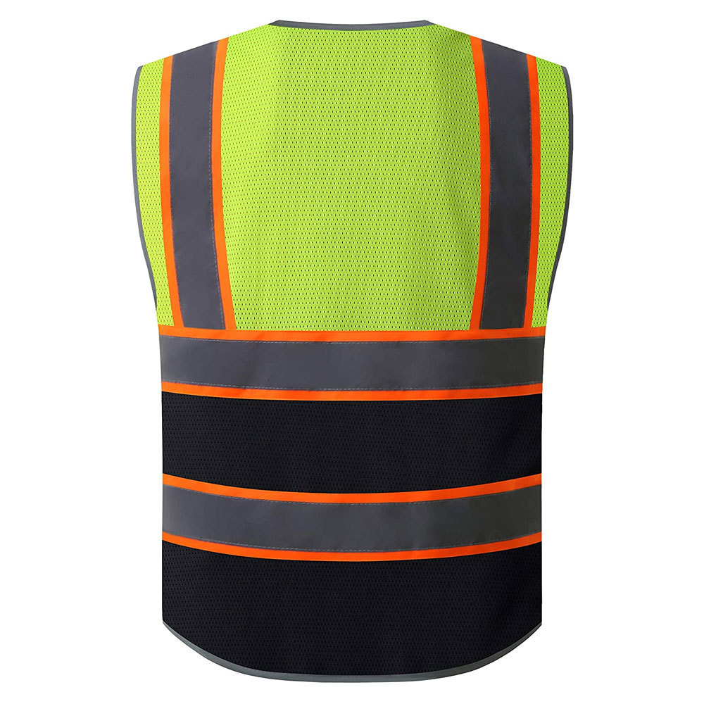 Safety Blue Mesh Vest Two-tone High Visibility Reflective work vest with Pockets Customized Hi Vis Construction Work Wear