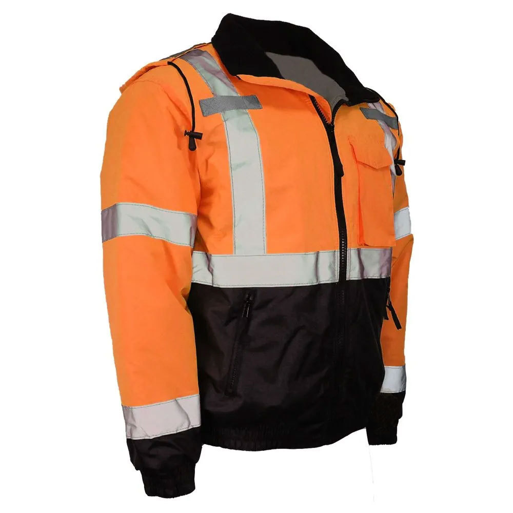 Black Safety Fluorescent Work Vest Jackets Night Reflective Safety Work Wear Jacket