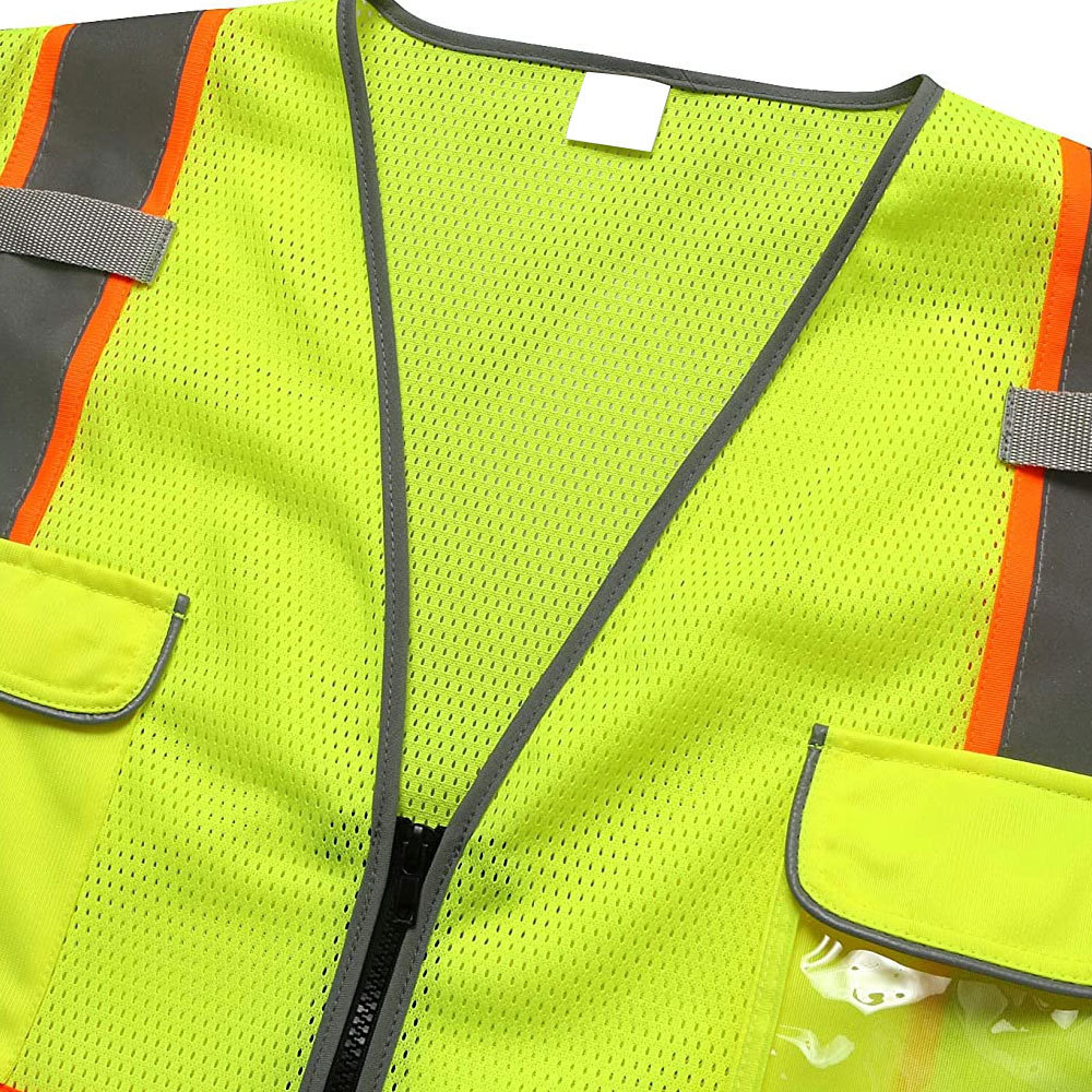 Safety Blue Mesh Vest Two-tone High Visibility Reflective work vest with Pockets Customized Hi Vis Construction Work Wear