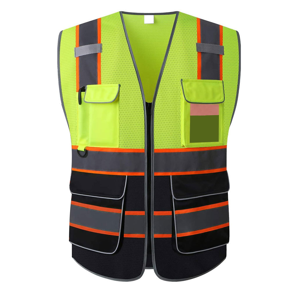 Safety Blue Mesh Vest Two-tone High Visibility Reflective work vest with Pockets Customized Hi Vis Construction Work Wear