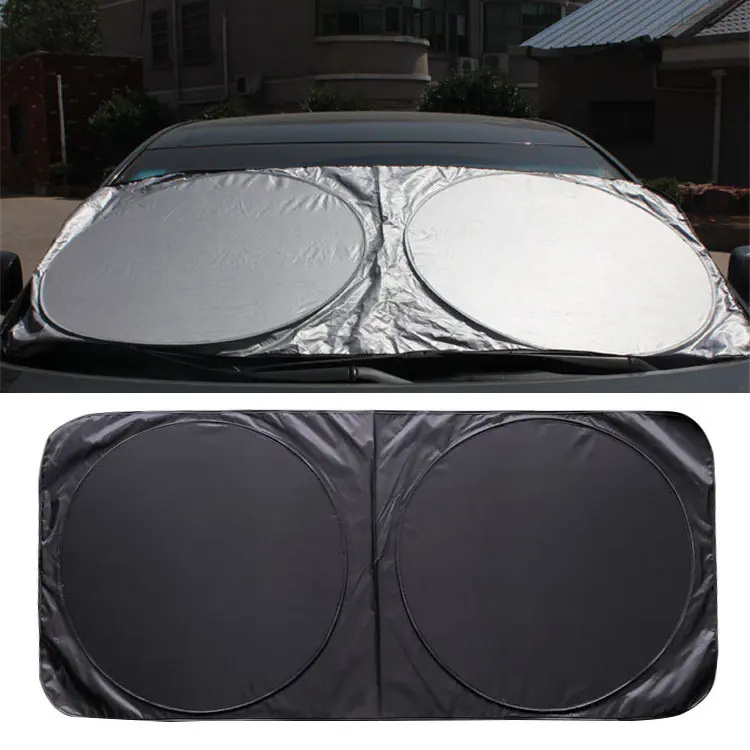 Portable universal silver folding car windshield sunshade umbrella summer auto Printed Car Windscreen Sunshade