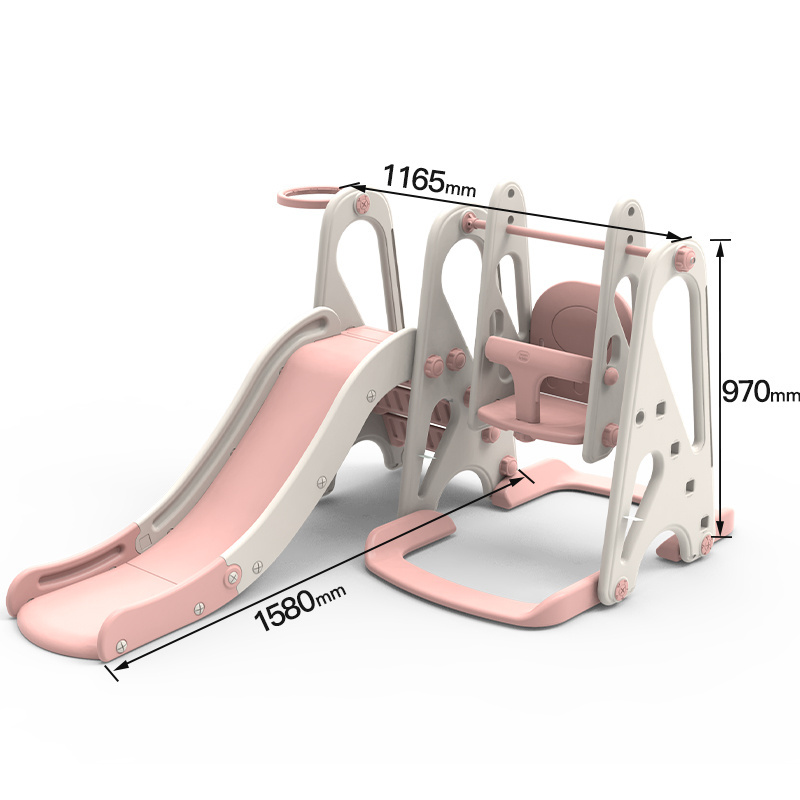 ABST pink indoor plastic baby kids slide and swing