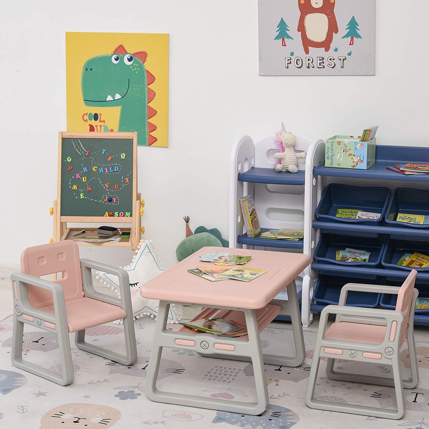 ABST Children table and chairs kids study table and chair plastic table set for kids