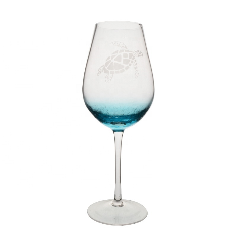 crackle wine glass electroplateing glass wine cocktail gin balloon glass cup