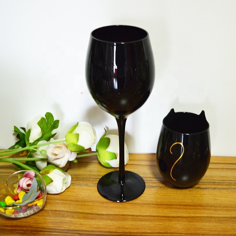 Wholesale Wine Glasses Full Color Accent Blind Black Tasting Glass for Fun Party Event