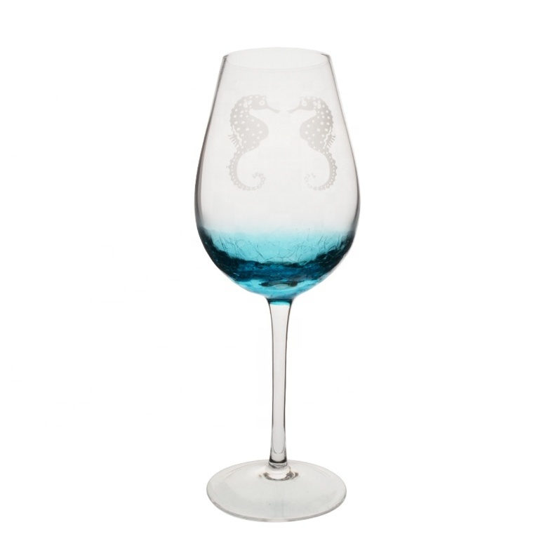 crackle wine glass electroplateing glass wine cocktail gin balloon glass cup