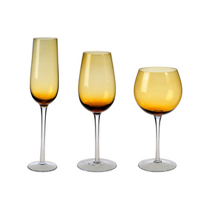 large Amber wine glasses for drinking colored glass