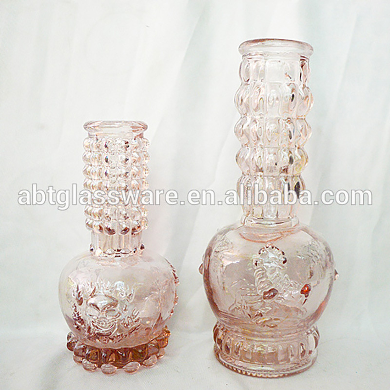 Hot selling pink tinted glass bottle hookah