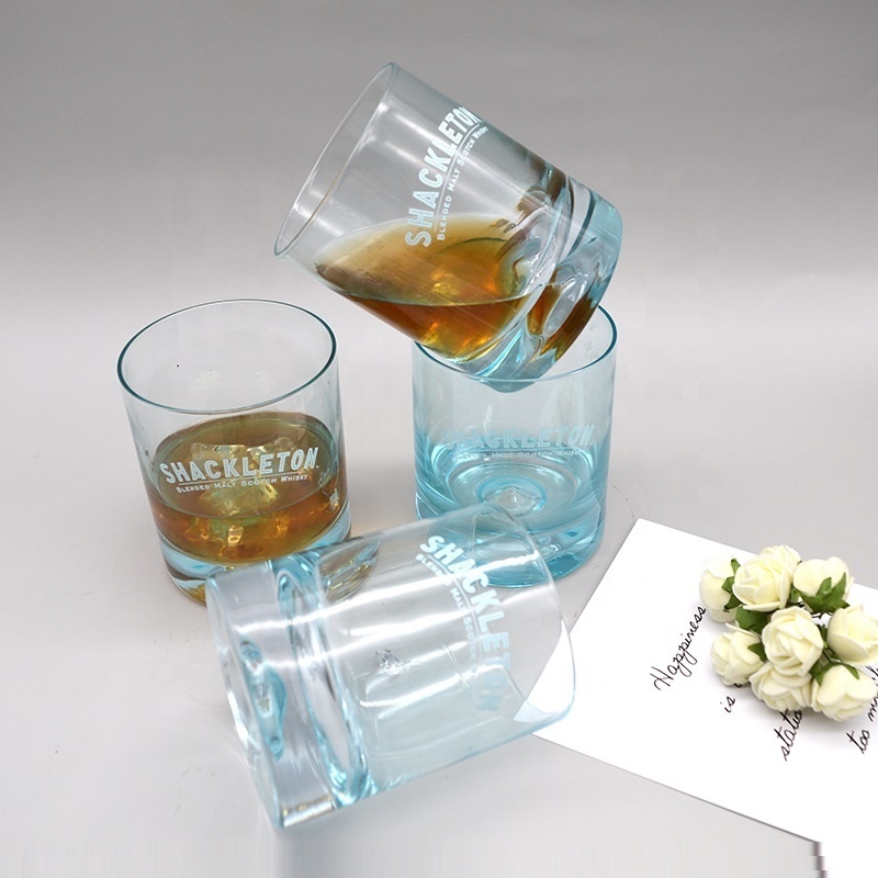 Wholesale old fashioned whiskey glass rock glass blue whiskey glass cup