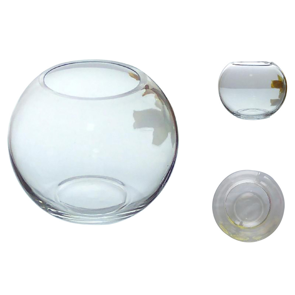 Elegant thick spherical fish bowl glass vase