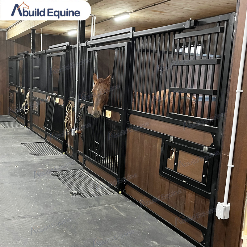 Equestrian horse barn outdoor bamboo horse stall gate