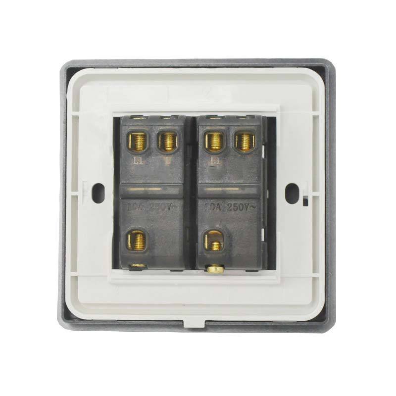 ABUK New Design 250V 10A 2 gang 2 way UK/EU Standard Push Button Wall Switches And Sockets Light Electric Switches for home