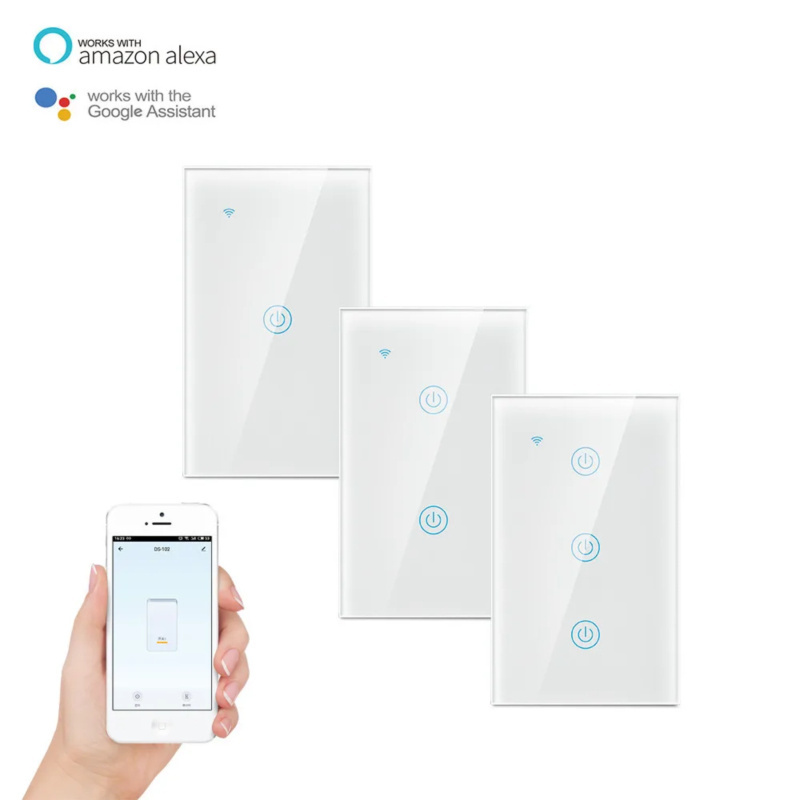 ABUK US standard 118 glass touch light wall smart switch interruptor inteligente wifi alexa panel cristal interruptor de lu