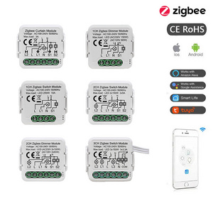 ABUK 16A 250v ethernet mini smart light dimmer curtain switch module zigbee wifi relay switch with tuya module remote control