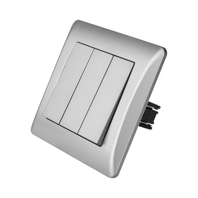 Abuk UK/EU Standard Ce Certification 3 Gang Home Application Pc Panel Electrical Wall Light Push Button Switch