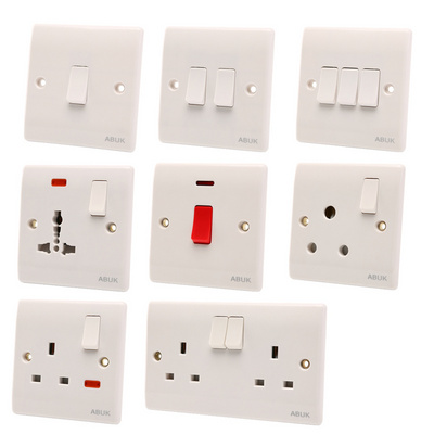 Abuk Plastic Switch Panel AC 110v~250v 16a Power Controller 1 Gang 2 Way Push Button Wall Lamp Electric Outlet Switch And Socket