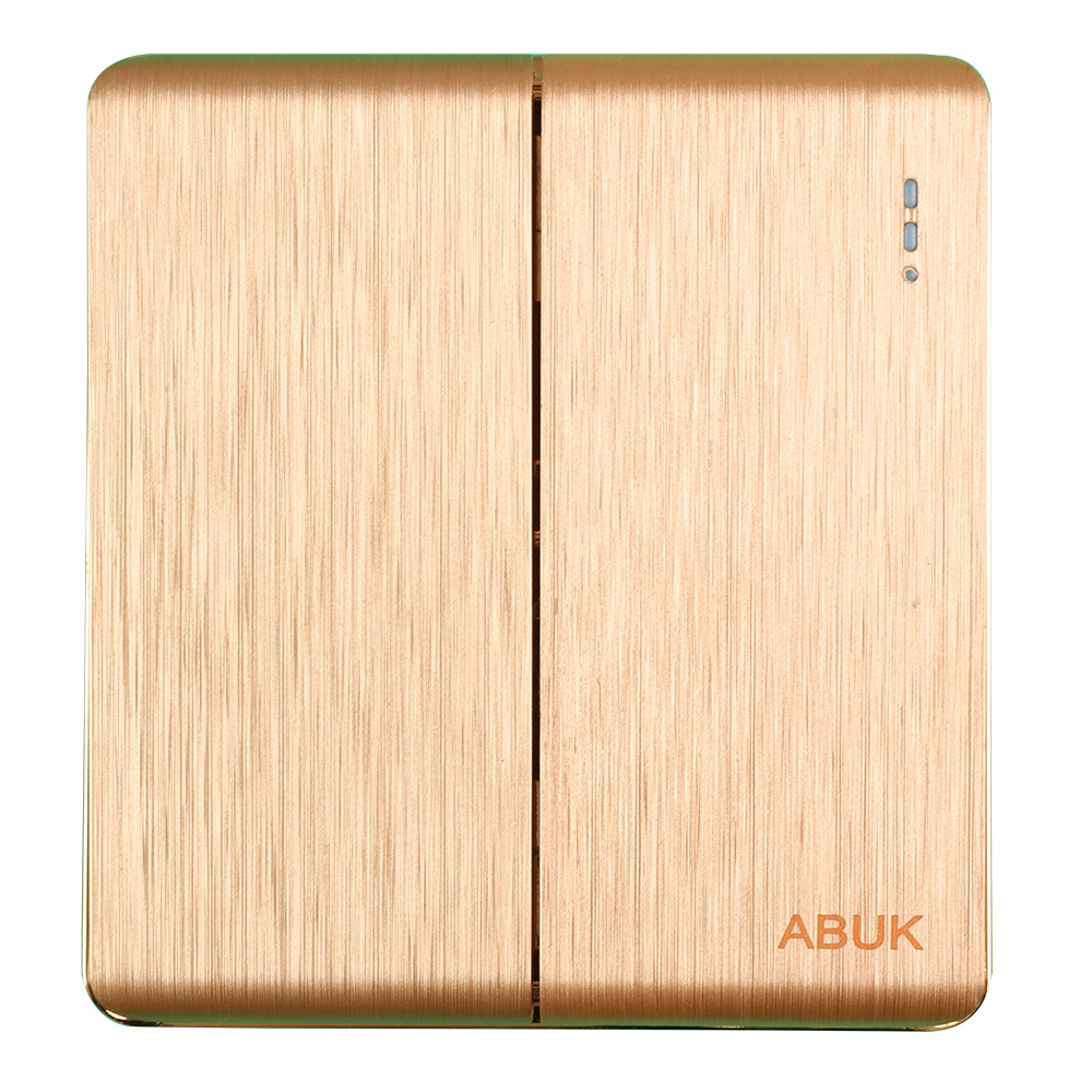 ABUK PMMC Brown Panel 10A 250V 2 gang 2 way wall switch Push Button Modern Home Wall Electric light Switch