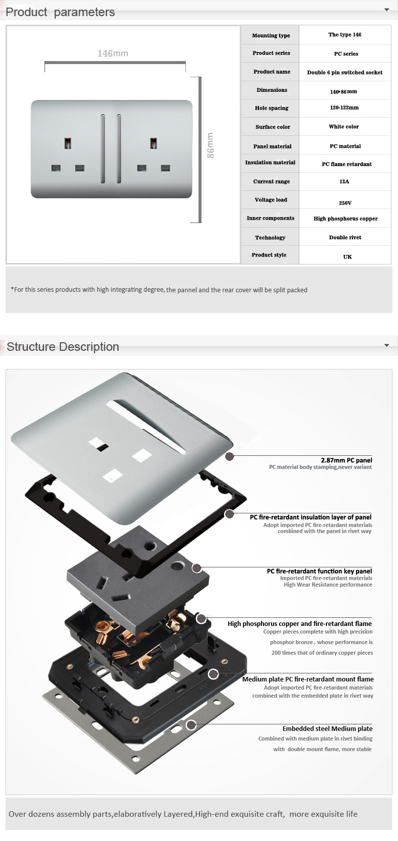 Abuk Black 1/2/3/4 Gang 1/2/3/4 Way Piano Switch Socket Uk Wall Button/Piano Key Led Light Power Electric Switches For Home