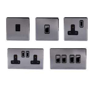 Abuk China 3 Gang 4 Gang 2 Way Stainless Steel Electric Switches And Socket Outlet Electric Interruptor Light Switch For Home