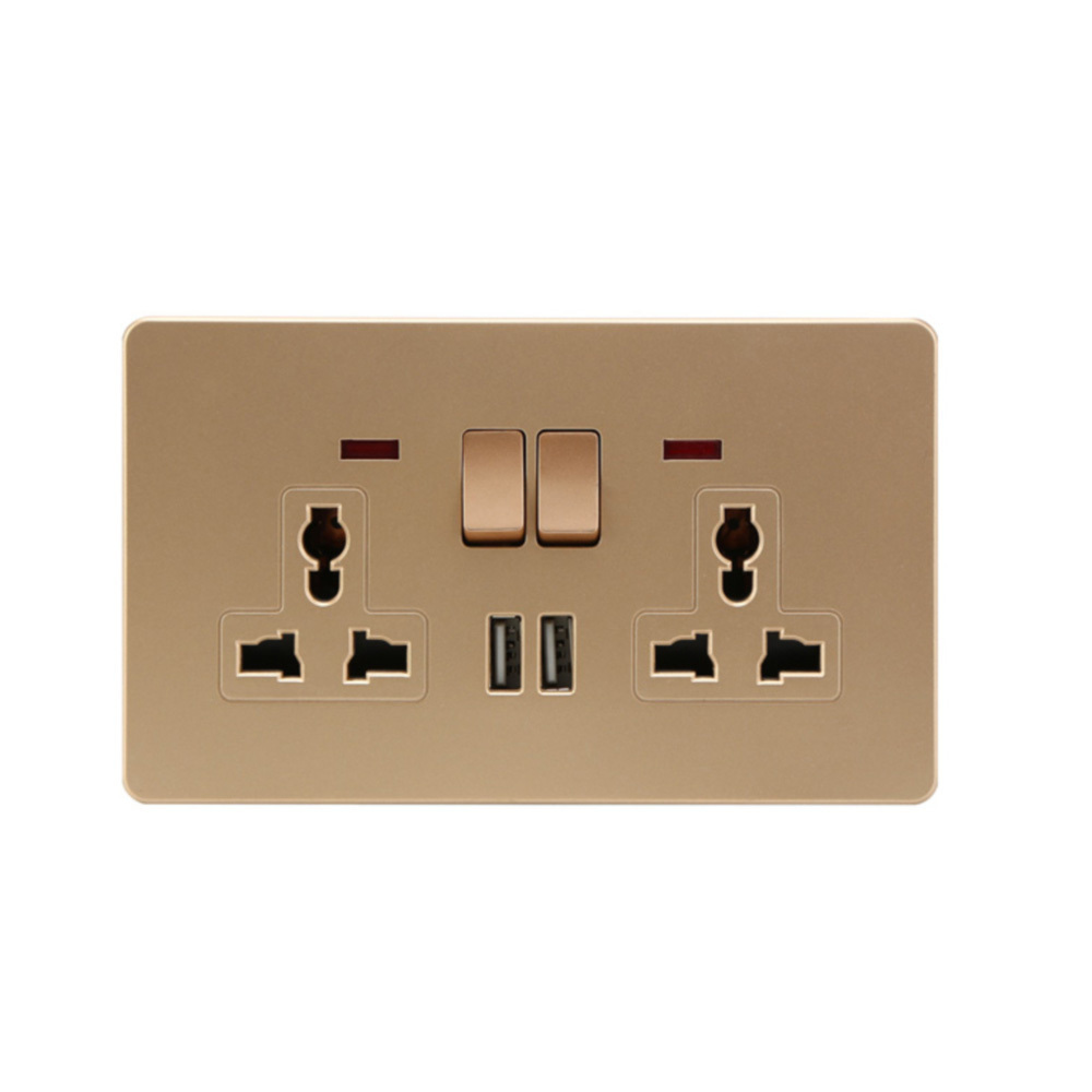 Abuk EU UK Standard CE Rosh electric 10A 13A 16A 1/2/3 Gang electronic power wall light switch and 2 usb socket