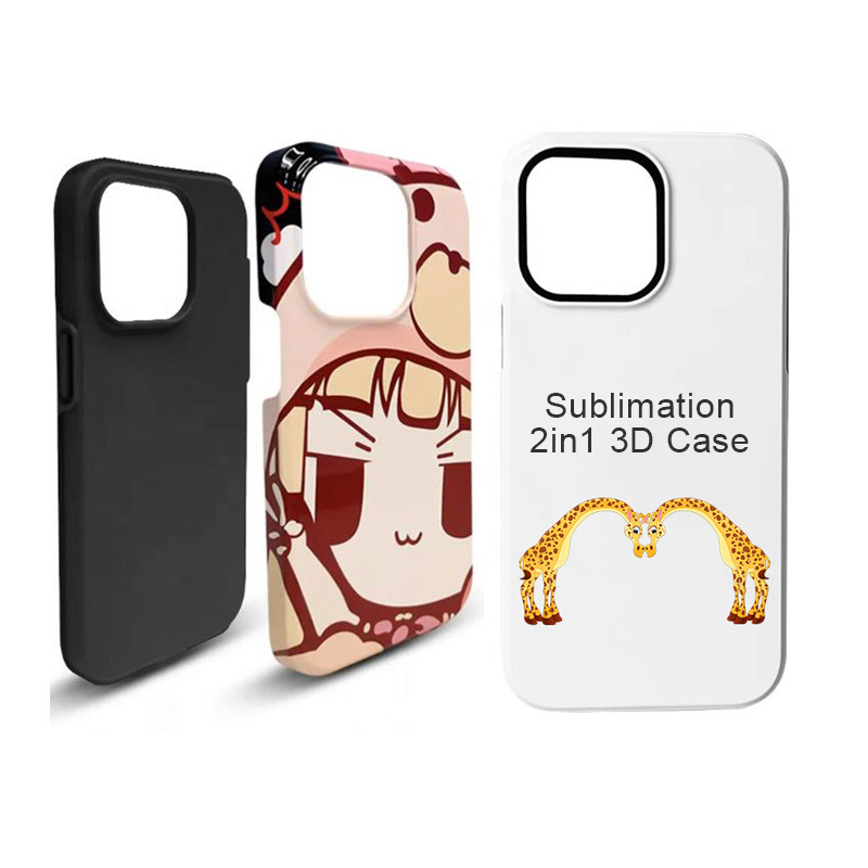 Sublimation Phone Case 3d TPU+PC Coated Cases 2 In 1 Tough Heat Transfer Mobile Cover For iPhone 14 13 12 Pro Max