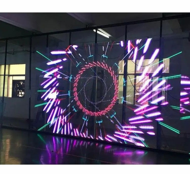 Flexible Led Mesh Screen P3.91 Transparent Glass Led Window Display