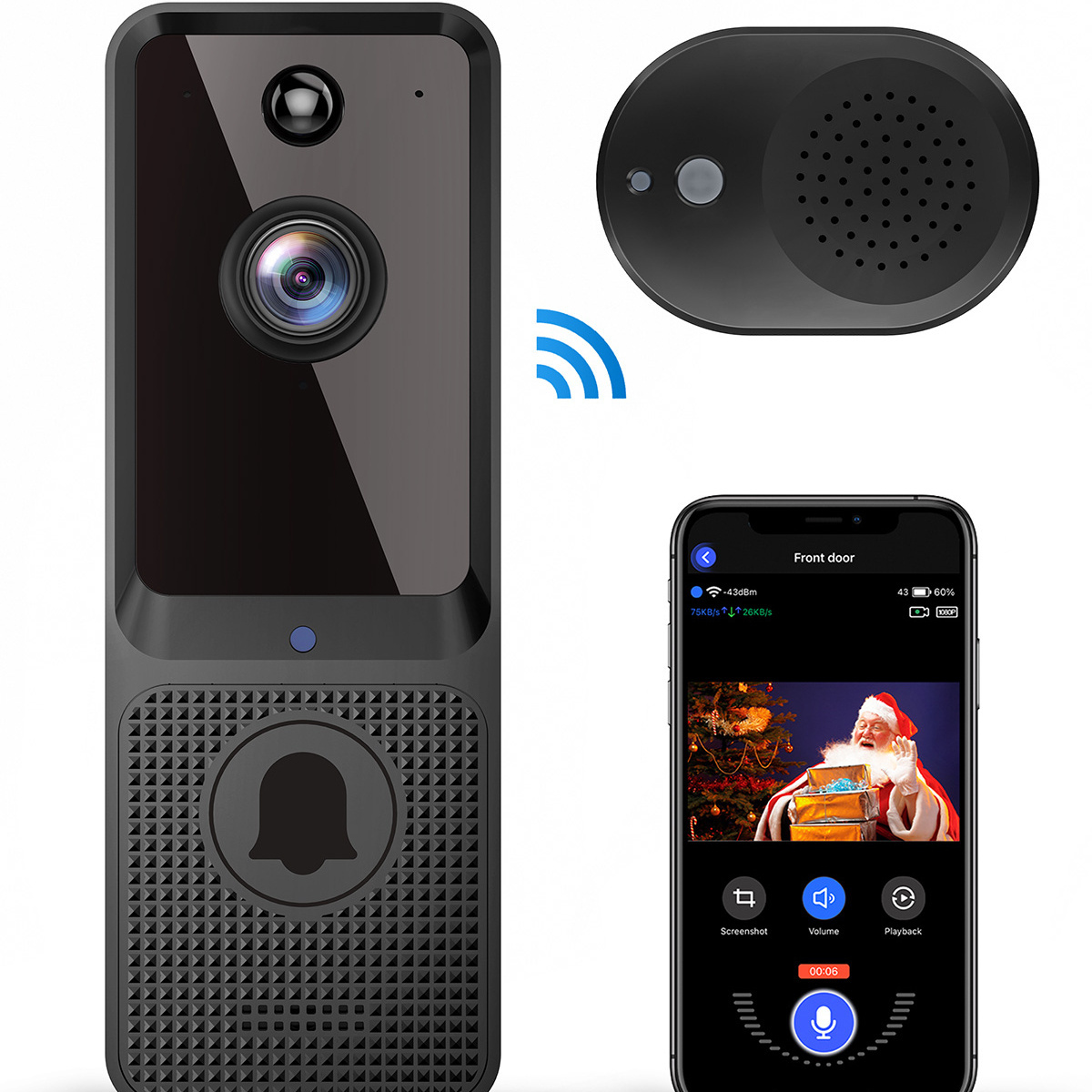 Low Cost Smart Video Doorbell Intercom Doorphone WiFI Biometric Access Control Door Entry System