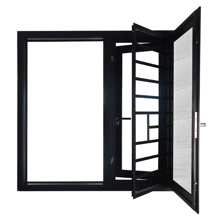 Screen Window Integrated  Aluminum Casement Window Aluminum Soundproof Casement Window