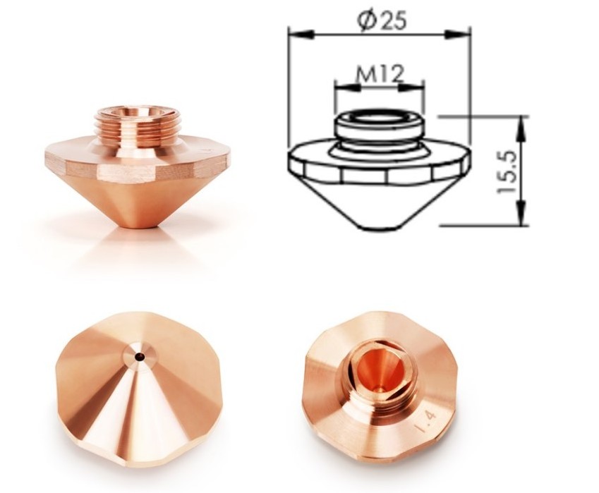 high quality single and double red copper laser nozzle  for fiber laser cutting head Raytool WSX 28mm 32mm  IPG  Raycus MAX