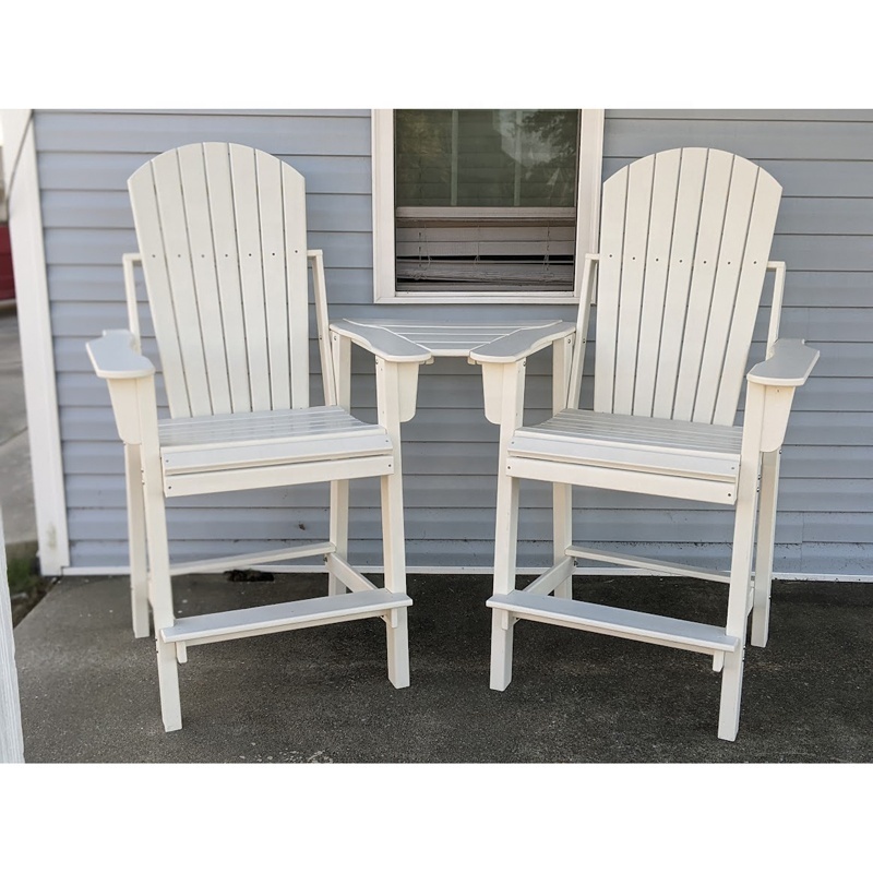 Factory Direct HDPE Poly   adirondack high feet white bar chair  with board table  tete-a-tete